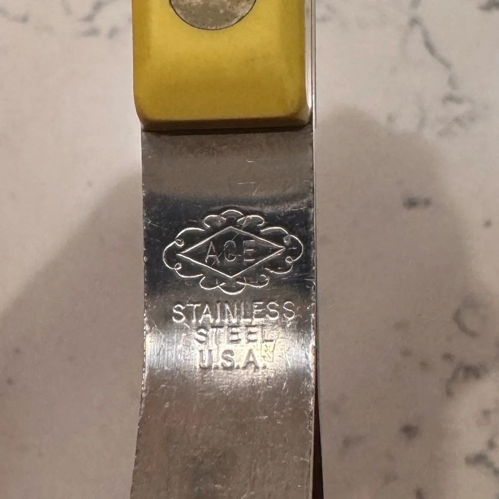ACE Vegetable Masher, Stainless Steel & Bakelite, 9.5 in, Vintage 60's, USA